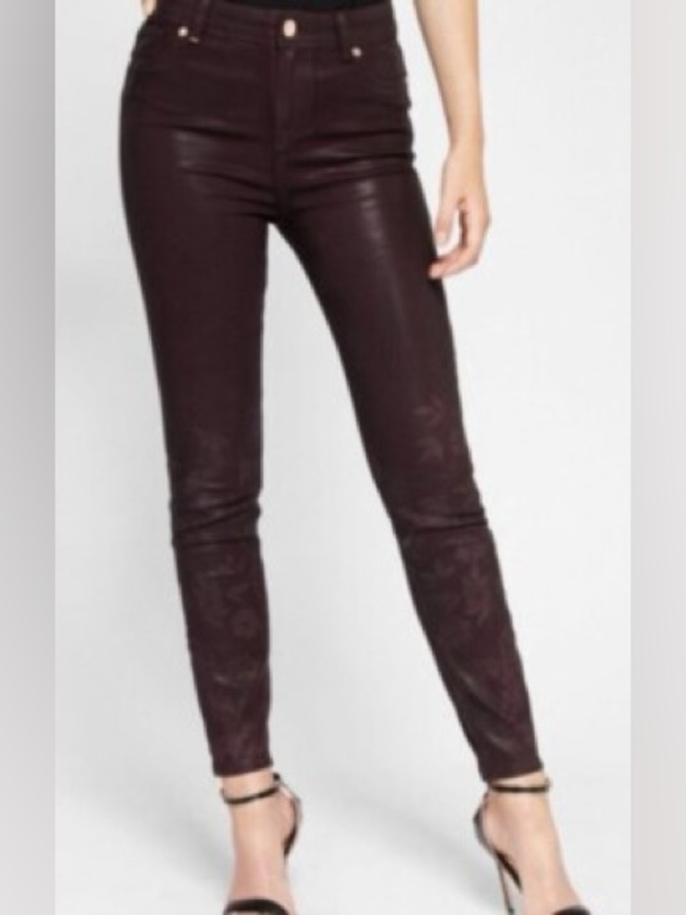 Ted Baker London Floral Printed Waxed Skinny Jeans